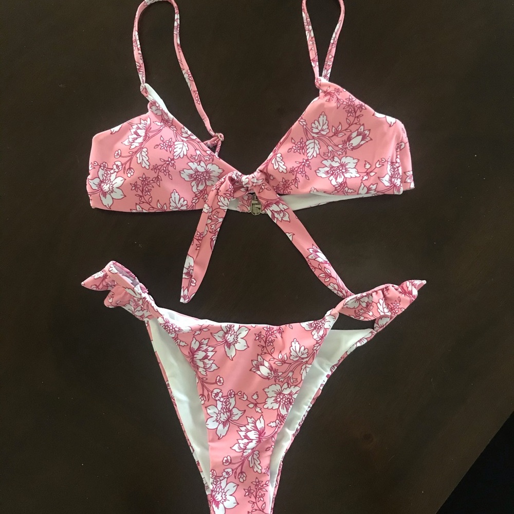Pink floral bikini